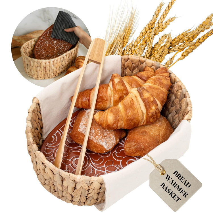 Bread Basket with Warmer & Tongs