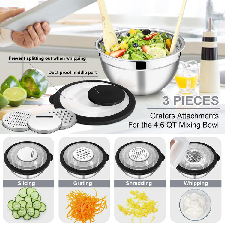 Mixing Bowls with Lids and Graters (3 Count)