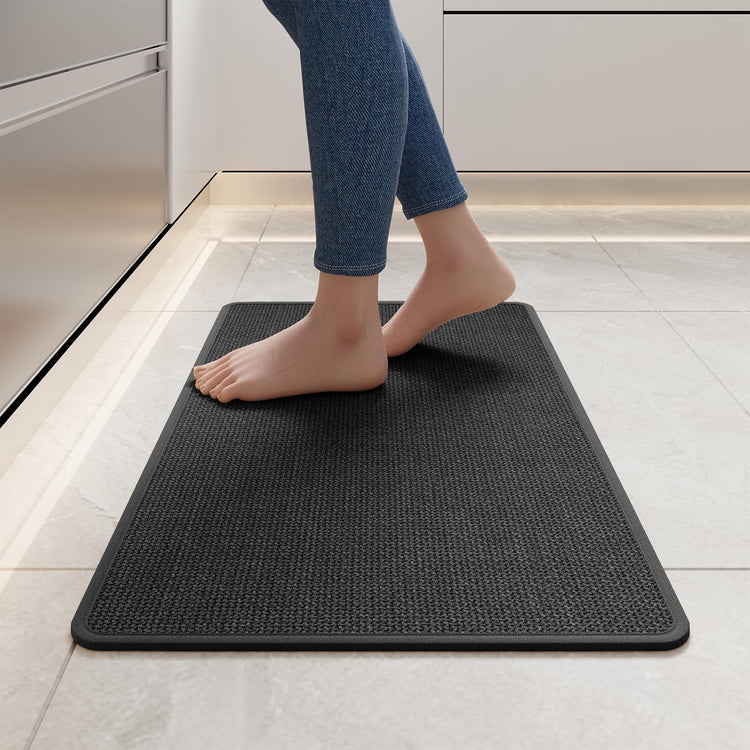Kitchen Rugs Kitchen Mats for Floor Non Slip Washable Black 17"x30" (2.2991 Sq Ft)