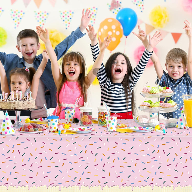 6pcs Sprinkle Ice Cream Party Decorations Tablecloths,Disposable Plastic Rectangle Table Covers for Baby Shower Sweet One Girl Birthday Donut Themed Party Supplies, 3 Color,54 X 108 Inch