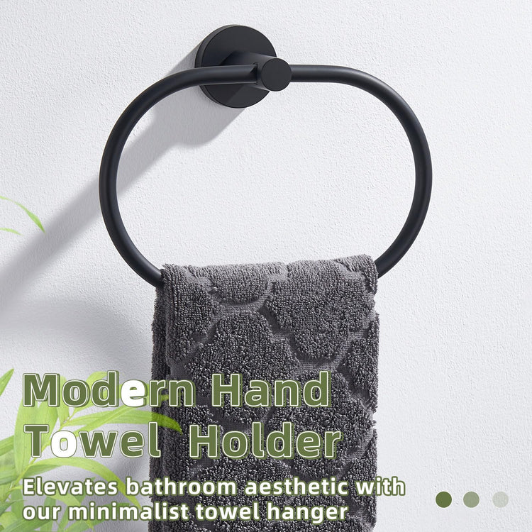Matte Black Oval Towel Ring for Bathroom Kitchen