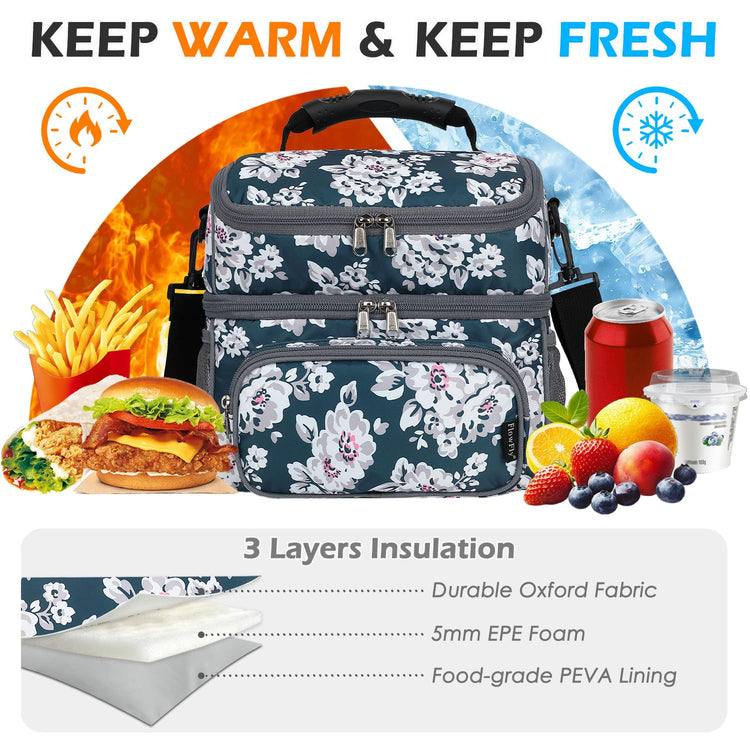 Double Layer Cooler Insulated Lunch Bag Adult Lunch Box Large Tote Bag for Men
