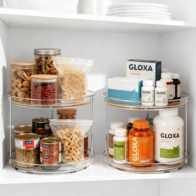 2 Tier Lazy Susan Turntable Organizer for Cabinet