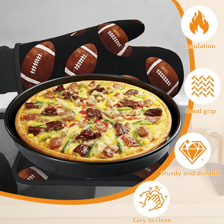 American Football Oven Mitts and Pot Holders (4 Count)