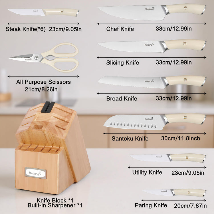 Upgraded Knife Set High Carbon Stainless Steel Super Sharp Blade Ergonomic Rivet Handle (15 Count)