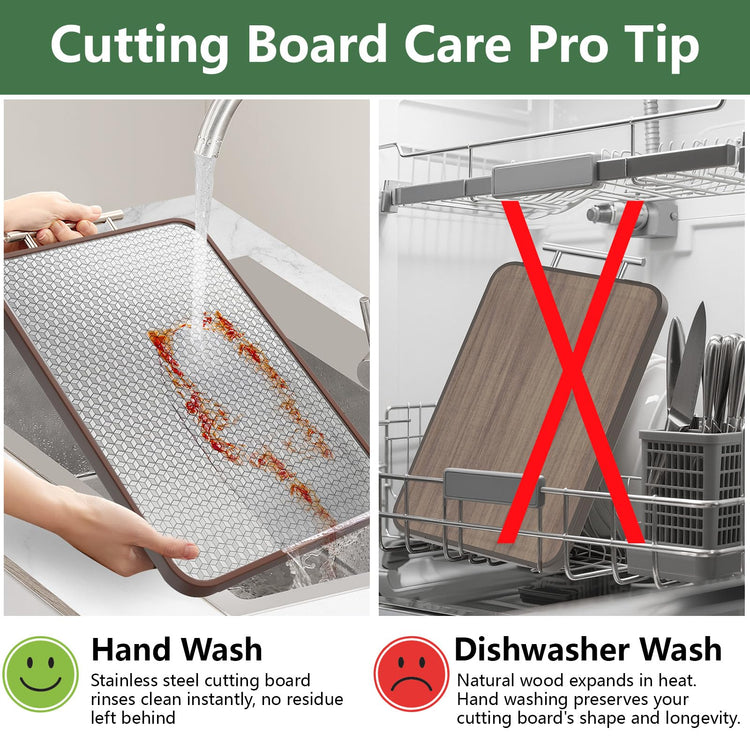 Double Sided Stainless Steel and Ebony Cutting Board
