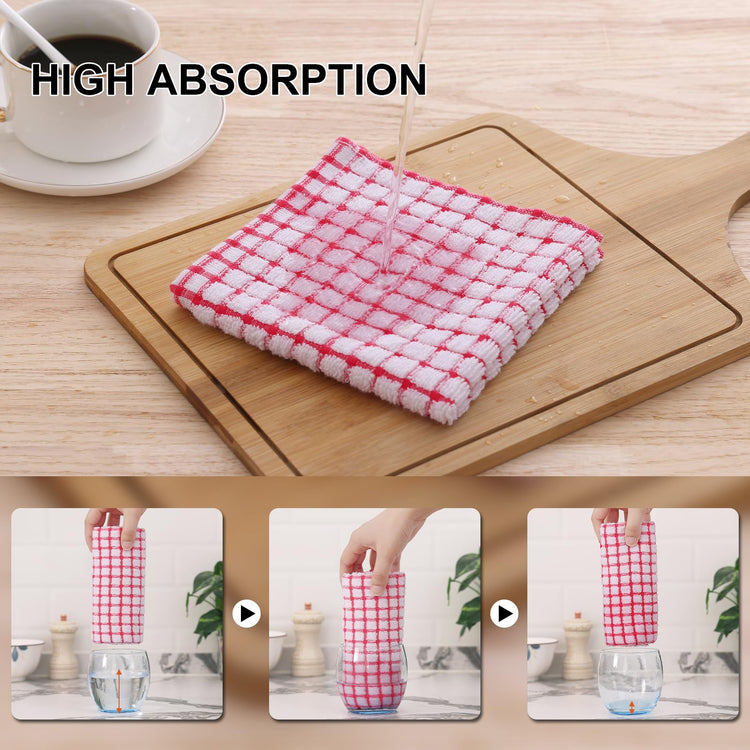 Cotton 12 Pack Kitchen Towels and Dishcloths Sets (12 Count)