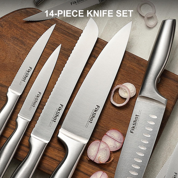 14 Pieces Knife Block Set German Stainless Steel with Sharpener (14 Count)