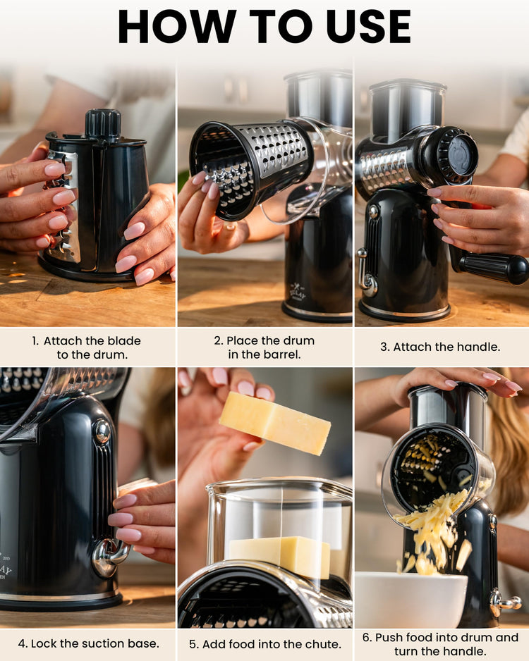 Rotary Cheese Grater 5 Blade Cheese Shredder