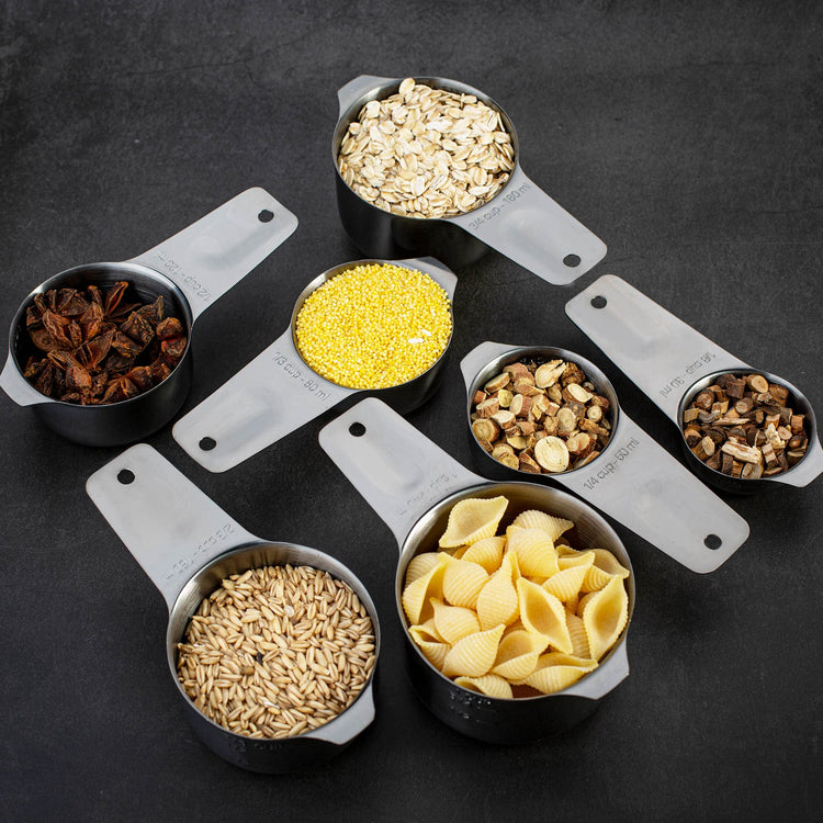 7-Piece 18/8 Stainless Steel Measuring Cups Set, Dark Gray