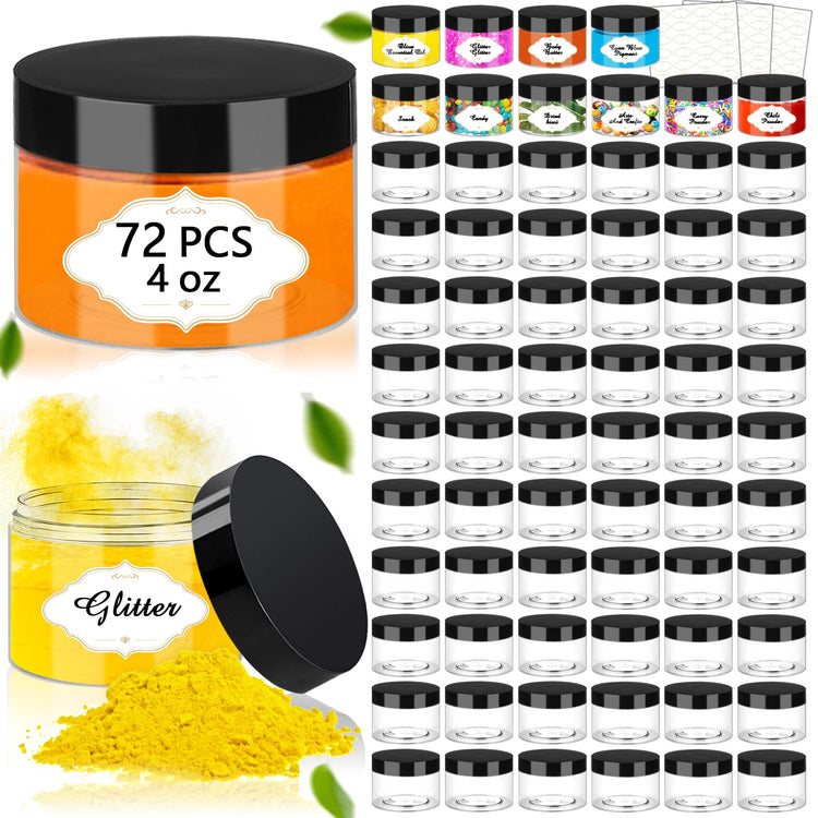 Plastic Jars with Lids 4 OZ (72 Count)