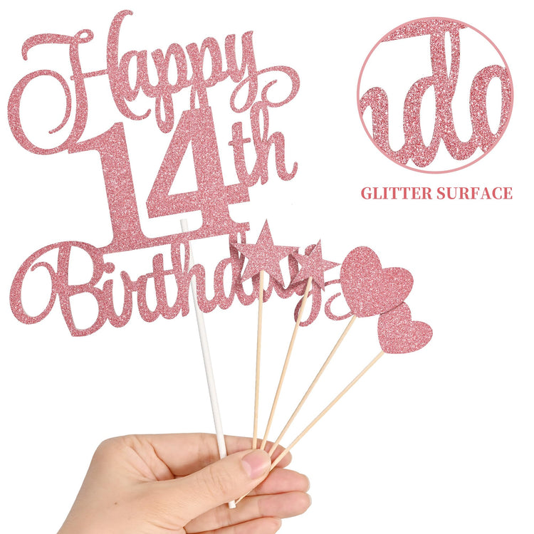 14th Birthday Cake Decorations (9 Count)