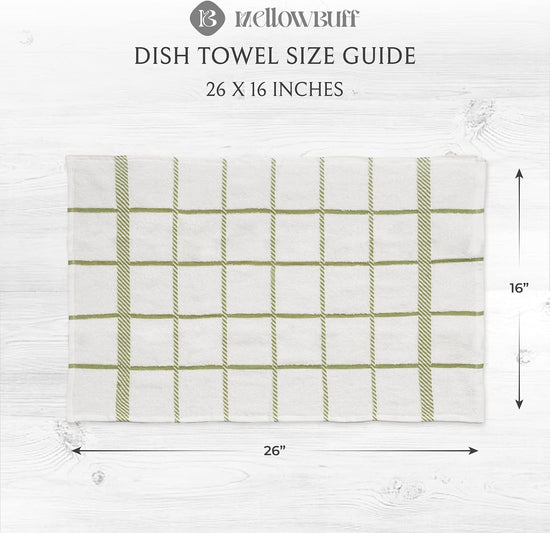 100% Cotton Terry Dish Towels, 4 Pack Checks, 16 x26 Inches, Super Soft and Absorbent Kitchen Towels, Perfect for Kitchen Cleaning and Dish Washing | Green - Nestoria