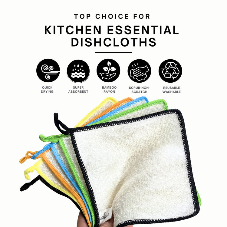 Dishcloths Kitchen Dishrag Cleaning Scrub Reusable 6pk 6x7in (6 Count)