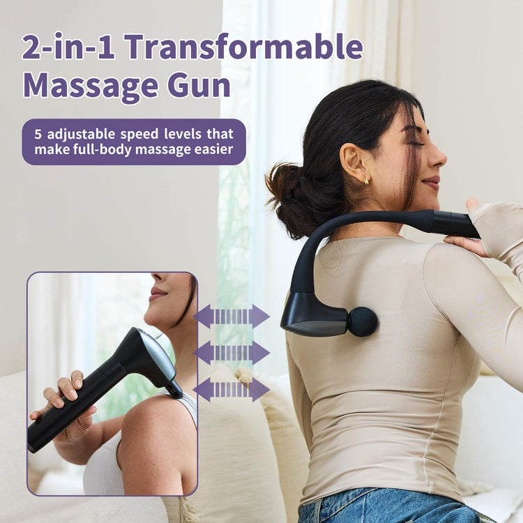 2-in-1 Detachable Muscle Massage Gun Deep Tissue with Extension Handle