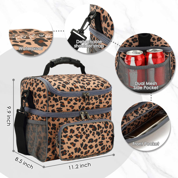 Double Layer Cooler Insulated Lunch Bag Adult Lunch Box Large Tote Bag for Men (2 Count)