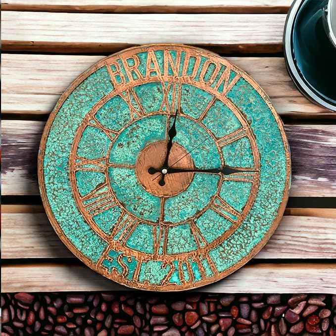 Handmade Copper Wall Clock Artisan Touch in Every Piece - Tree of Time Wall Decor Clock for Living Room, Office, Kitchen & Bedroom (Your Wall Clock, 11)