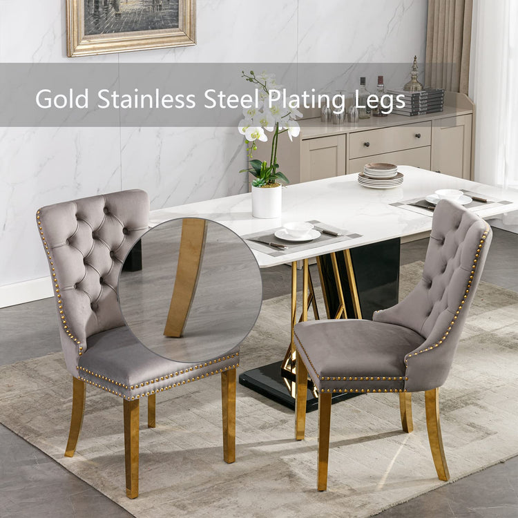 Grey Velvet Dining Chairs Set of 4 (4 Count)