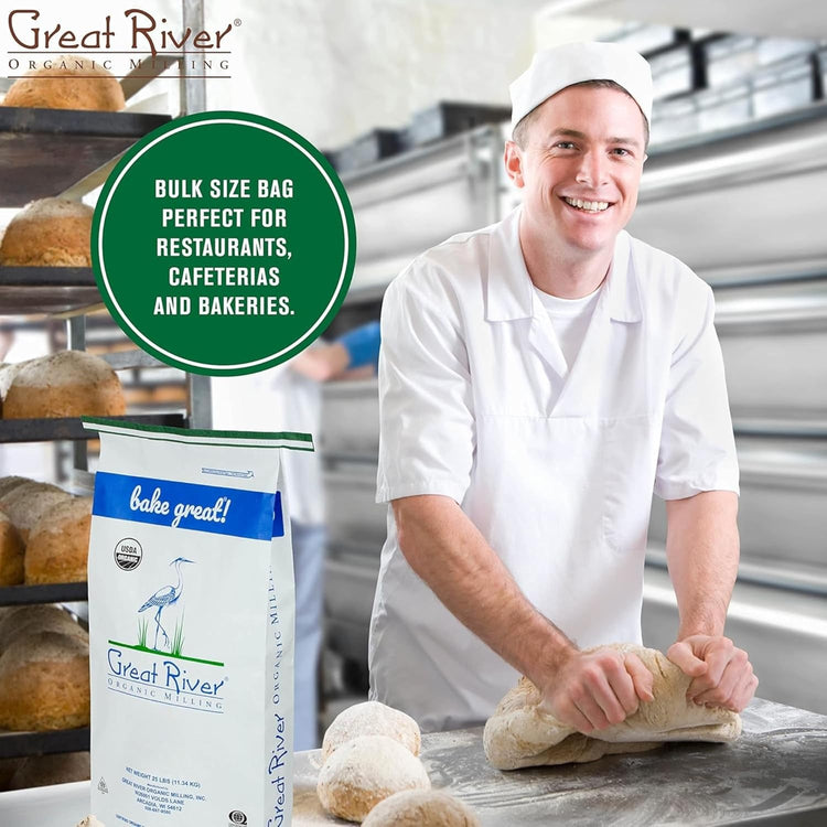 Great River Organic Milling Lily White Organic All-Purpose Flour | Unbleached & Unbromated | Non-GMO, Kosher | Ideal for Bread, Cookies, Cakes, Pizza Dough & Everyday Baking | 50 Lb - Nestoria