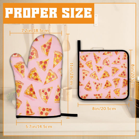 Cute Pizza Oven Mitts and Pot Holders (4 Count)