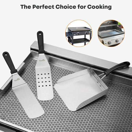 Stanbroil Griddle Spatula Set - Stainless Steel, 3 PCS Flat Top Grill Accessories for Blackstone Griddle - Nestoria