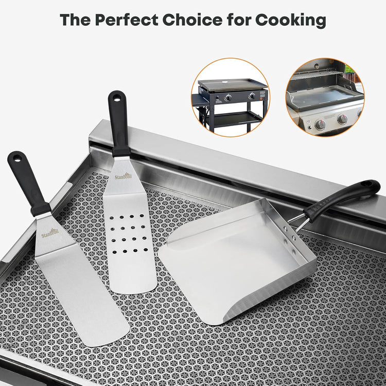 Stanbroil Griddle Spatula Set - Stainless Steel, 3 PCS Flat Top Grill Accessories for Blackstone Griddle - Nestoria