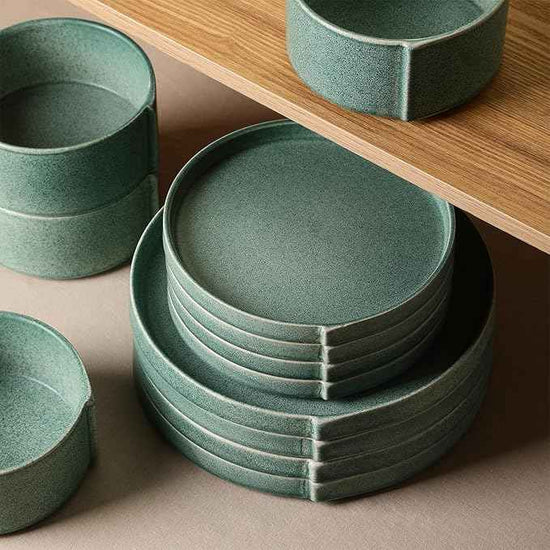 Stone Lain Bao 12-Piece Dinnerware Set Stoneware, Green