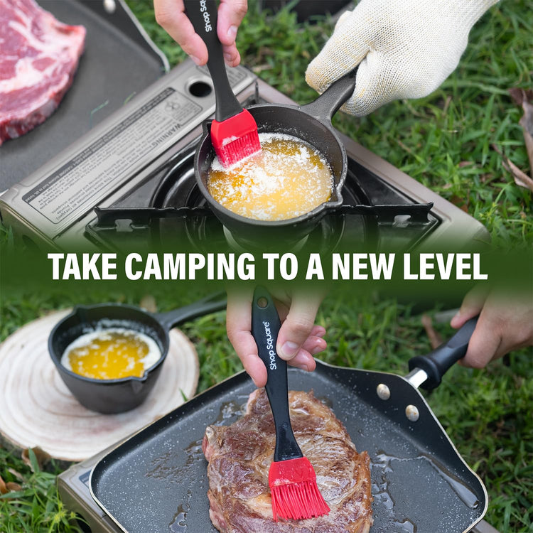 Small Cast Iron Basting Pot with Silicone BBQ Brush