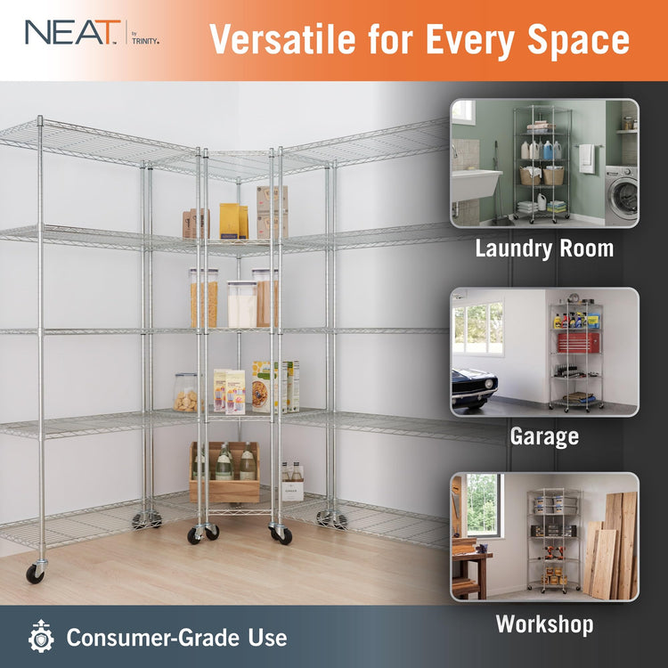 5 Tier Adjustable Wire Shelving with Wheels