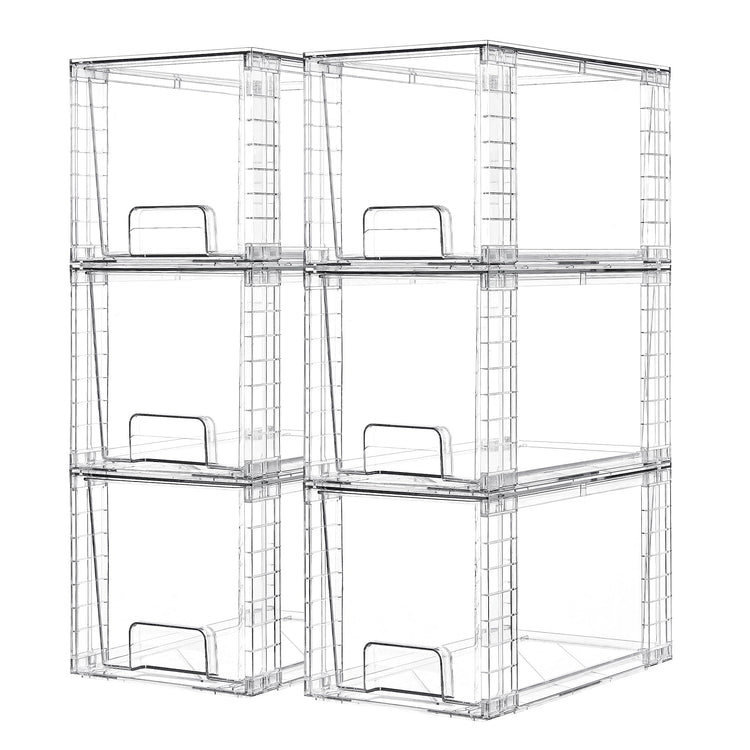 6 Pack Large Stackable Storage Drawers (6 Count)