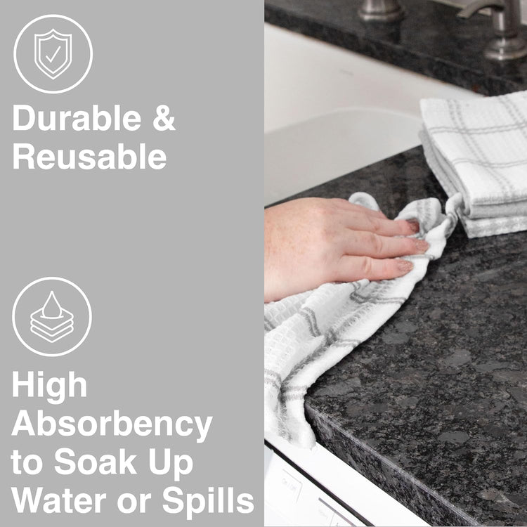 T-fal Premium Waffle Dish Cloths: Highly Absorbent, Super Soft Long Lasting - 100% Cotton, 12"x13" Towel for Cleaning & Drying, (8-Pack), Gray - Nestoria