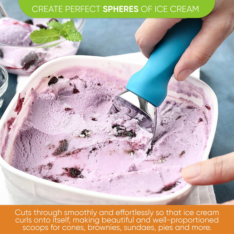 Heavy Duty Metal Ice Cream Scoop with Soft Grip Handle