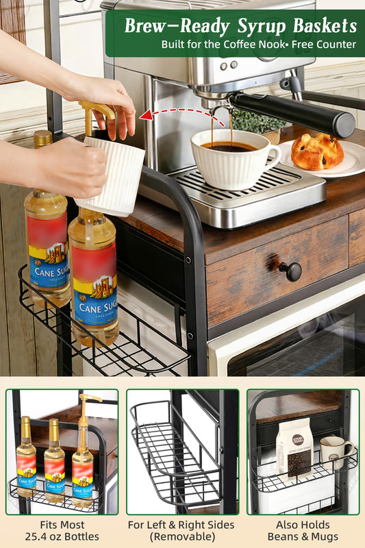 Rolling Coffee Bar Cart for Small Spaces