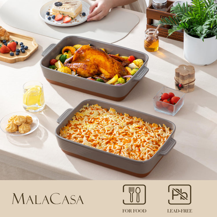 Large 9x13 Ceramic Baking Dish with Handles