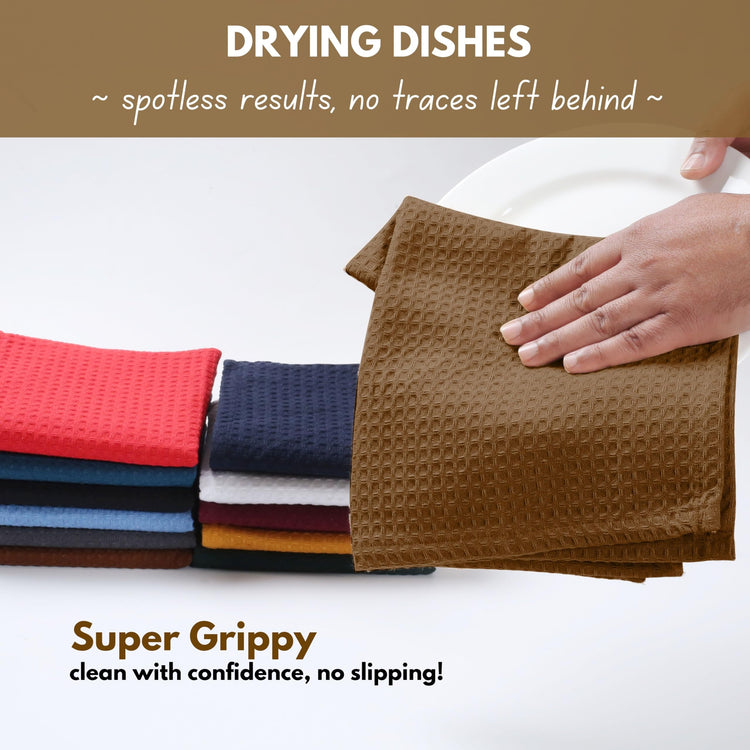 Cotton Dish Towel 4 Pack Waffle Weave Tea Towels for Cleaning Drying (4 Count)