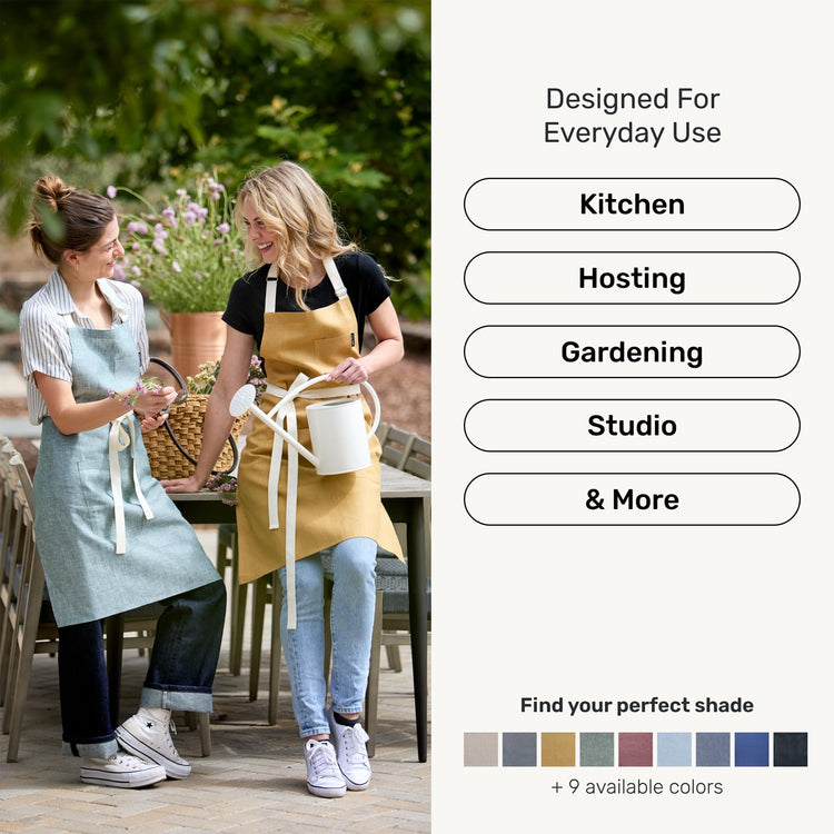 100% Linen Apron Light Grey