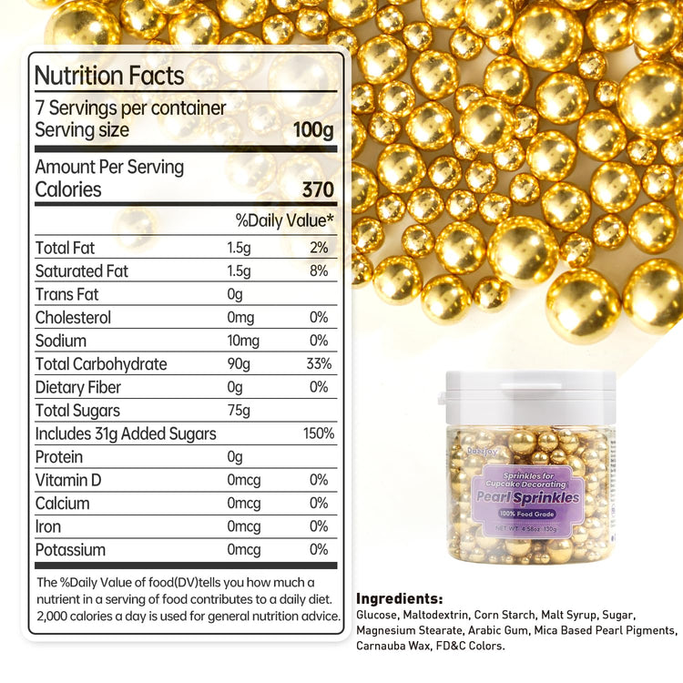 Gold Pearl Sugar Sprinkles (4.5 Ounce)