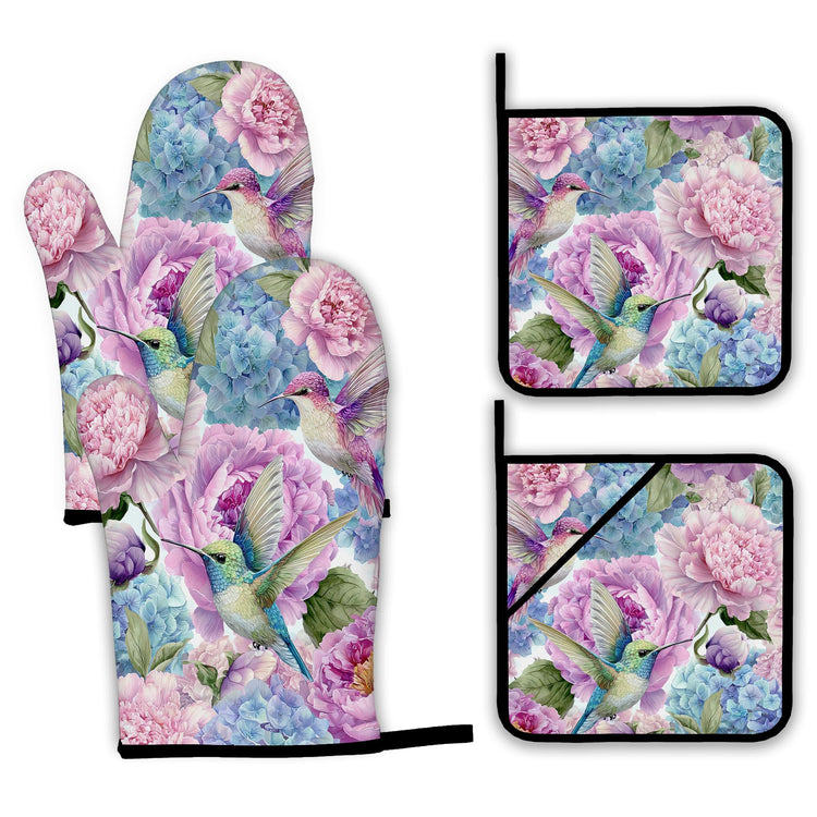 Hummingbird Oven Mitts and Pot Holders Set (4 Count)