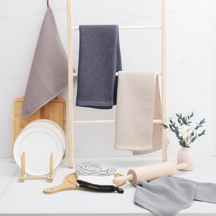 100% Cotton Waffle Weave Kitchen Dish Towels 4 (4 Count)