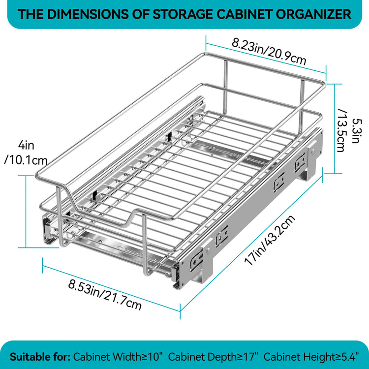 Pull Out Cabinet Organizer 9" W X 17" D