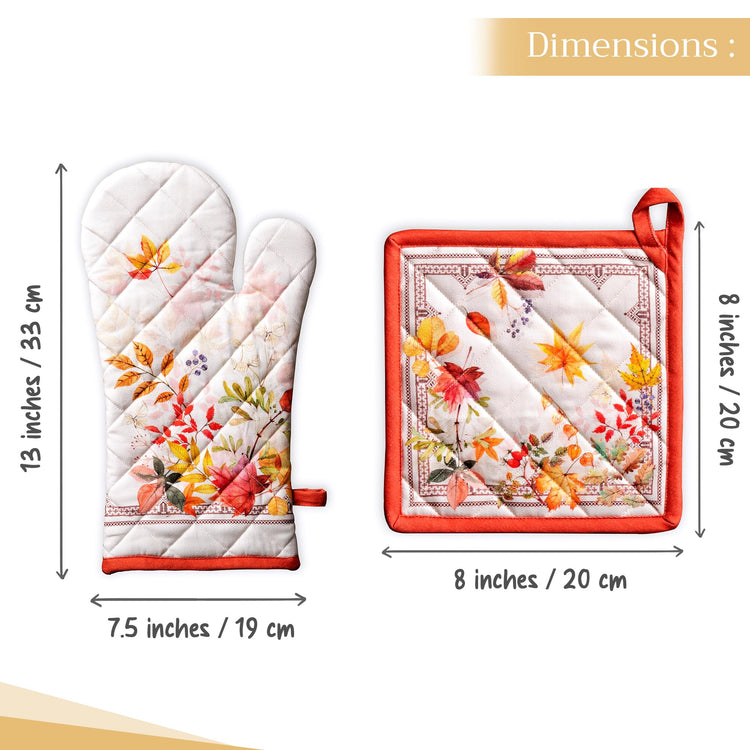 100% Cotton Oven Mitt & Pot Holder Set