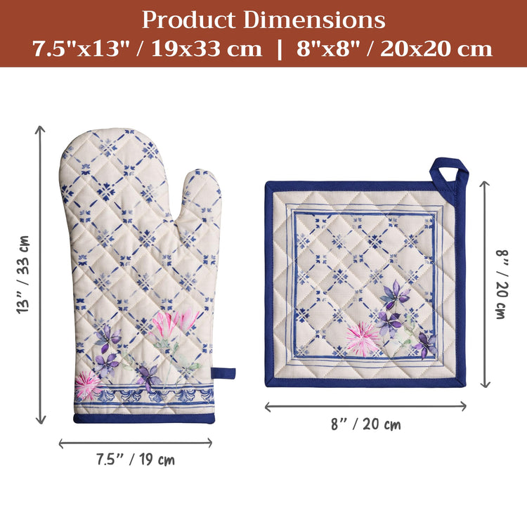 100% Cotton Oven Mitt & Pot Holder Set