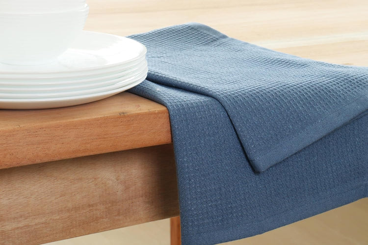 PurpleEssences Waffle Weave Kitchen Towel, 100% Cotton - 15 x 25 Inches, with Hanging Loop Ultra Soft Absorbent Quick Drying Dish Cloth, Tea and Hand Towels, 4 Pack - Spring Summer - Smoky Grey - Nestoria