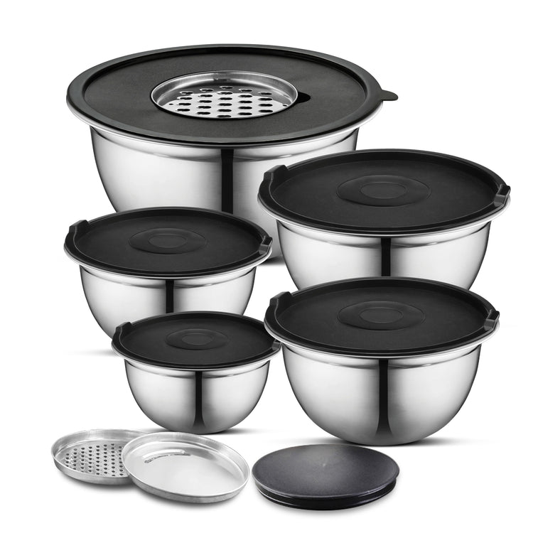 Premium Brushed Stainless Steel Mixing Bowls Sets (5 Count)