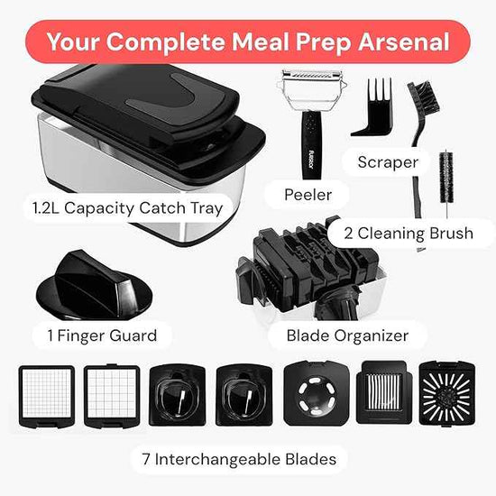Fullstar The Original Pro Chopper - Vegetable Chopper and Spiralizer, Food Chopper with Container, Fruit Slicer, Kitchen Gadgets & Gifts, Home Essentials (9 in 1, SS Black)