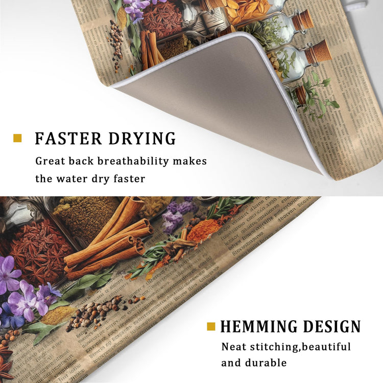 Herbs Kitchen Dish Drying Mat