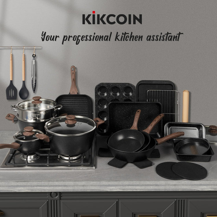 Pots and Pans Set Non Stick 31 Piece Kitchen Nonstick Cooking Cookware Sets with Grill Pan Saucepan Baking Sheet Utensil