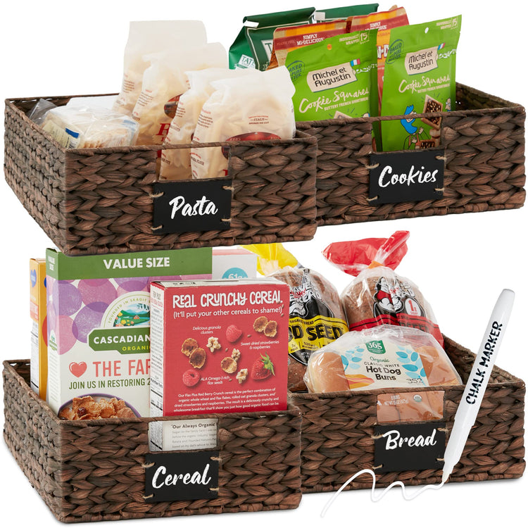 Set of 4 16x12in Large Water Hyacinth Pantry Baskets (4 Count)