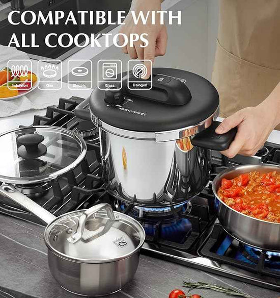 KOCH SYSTEME CS 14 Piece Stainless Steel Cookware Set with Pressure Cooker, Stainless Steel Pressure Cooker with Pots and Pans Set, 18/10 Stainless Steel Cookware Set, Induction Ready