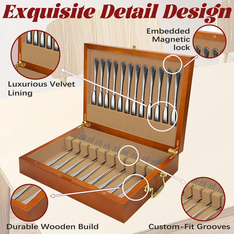 Silverware Storage Box Solid Wood with Lid